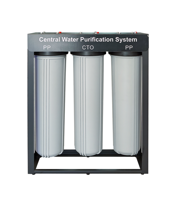 Grey 3 Stage Big Blue Water Filter With Cartridges (On Stand)