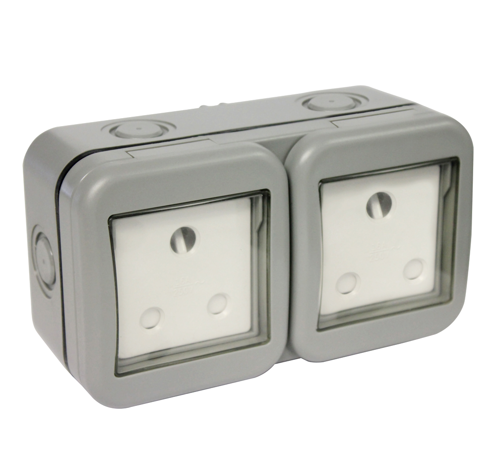 Ip55 Double Unswitched 16 A Sa Outdoor Socket (2 X 3 Pin)