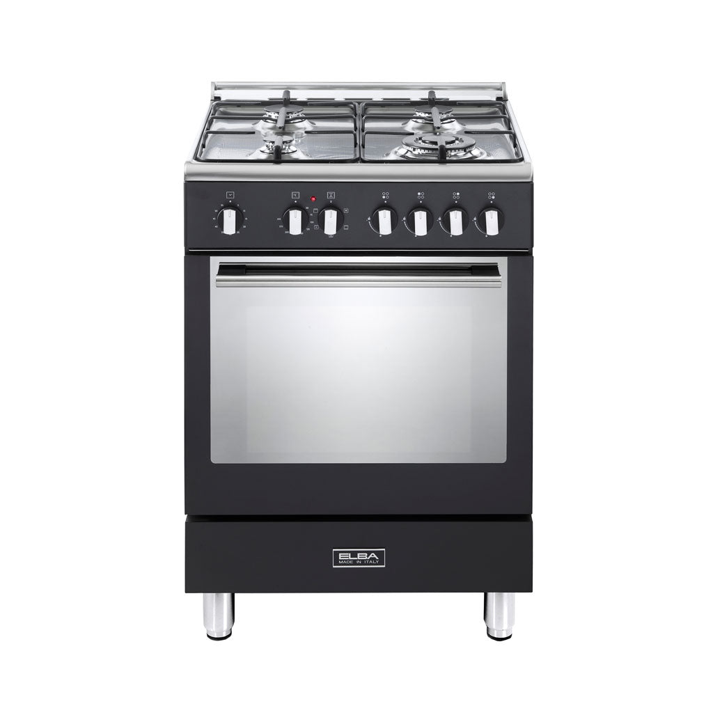 Elba Fusion 60Cm 4 Burner Gas Cooker With Electricoven Black