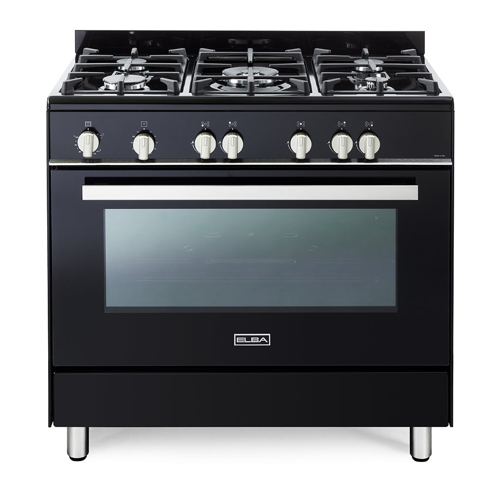 Elba Classic Lite 90Cm 5 Burner Gas Cooker With Gas Oven- Black