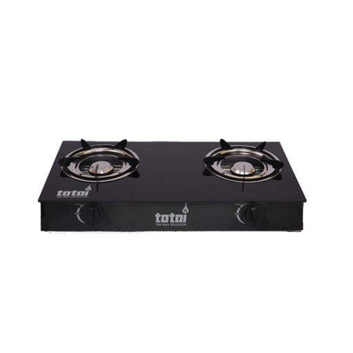 Totai 2 Burner Black Glass Tabletop Gas Stove