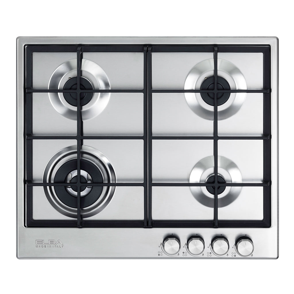 Elba Elio 60Cm 4 Burner Gas Hob With Front Controls- Stainless Steel
