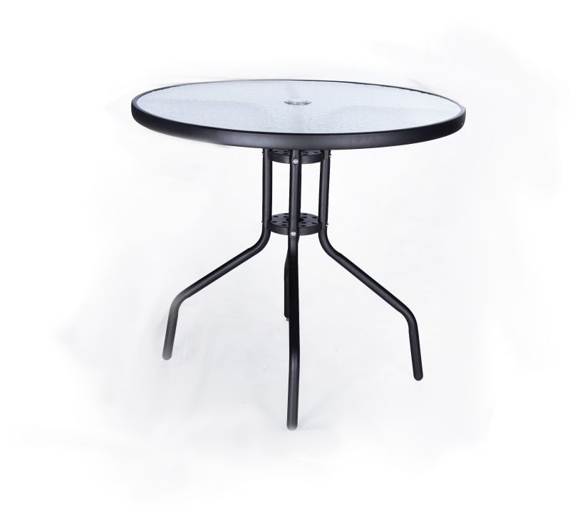 Table 80cm Tempered Glass Top Grahite - Livestainable.co.za