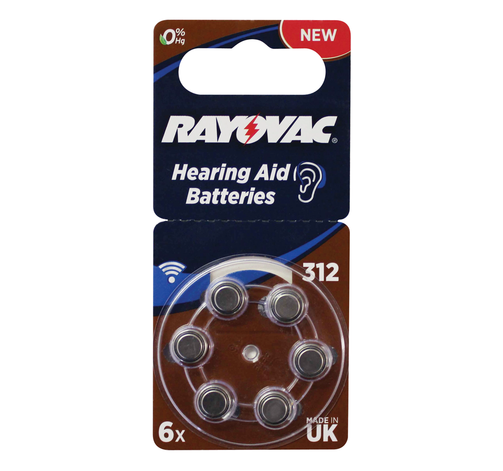 Size 312 Hearing Aid Batteries (6 Pack)