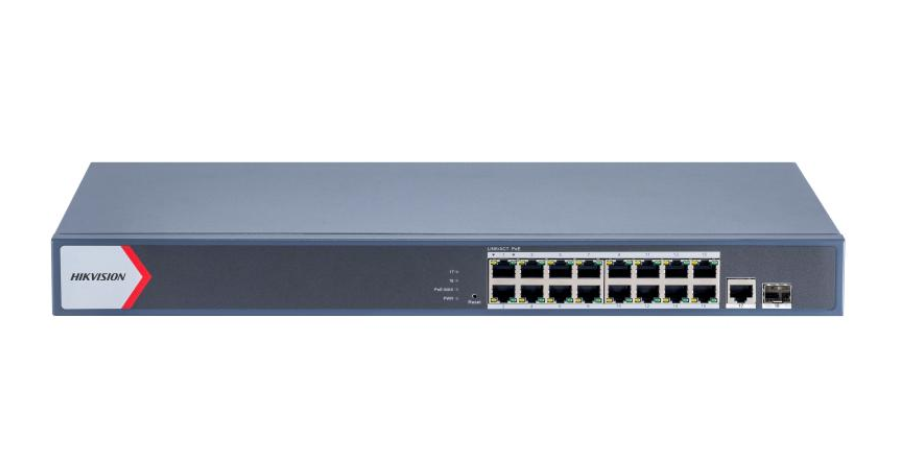 Hikvision 16-Port Smart Gigabit PoE Switch, 230W PoE Budget, SFP Combo Port, Cloud Management