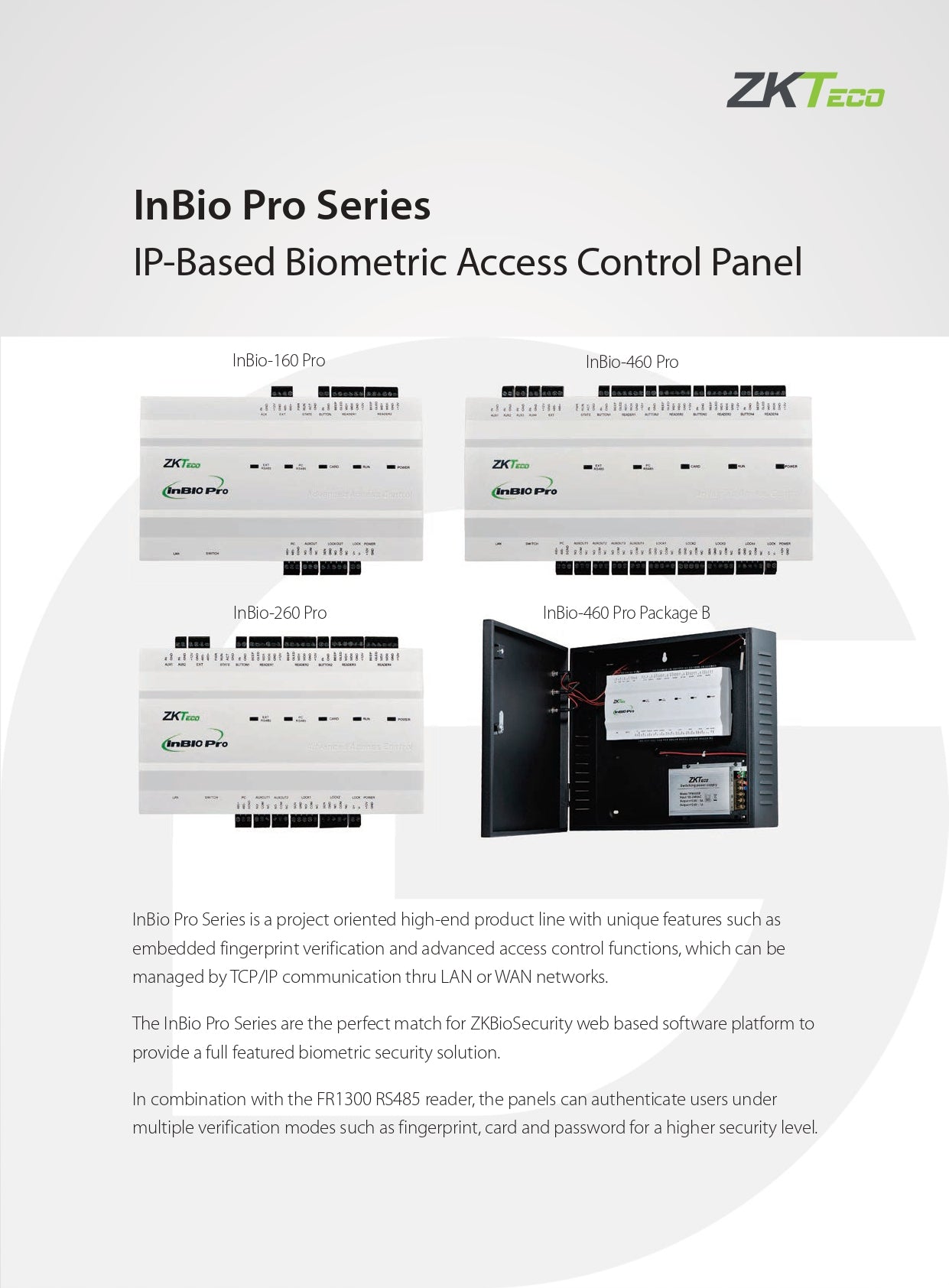 ZK INBIO Metal Case For INBIO Controllers (12V 5A Battery Backup)