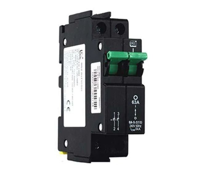 Mains Isolator 13 Mm 2 P 63 A 6 Ka 415 Vac Green Handle Qfa20063