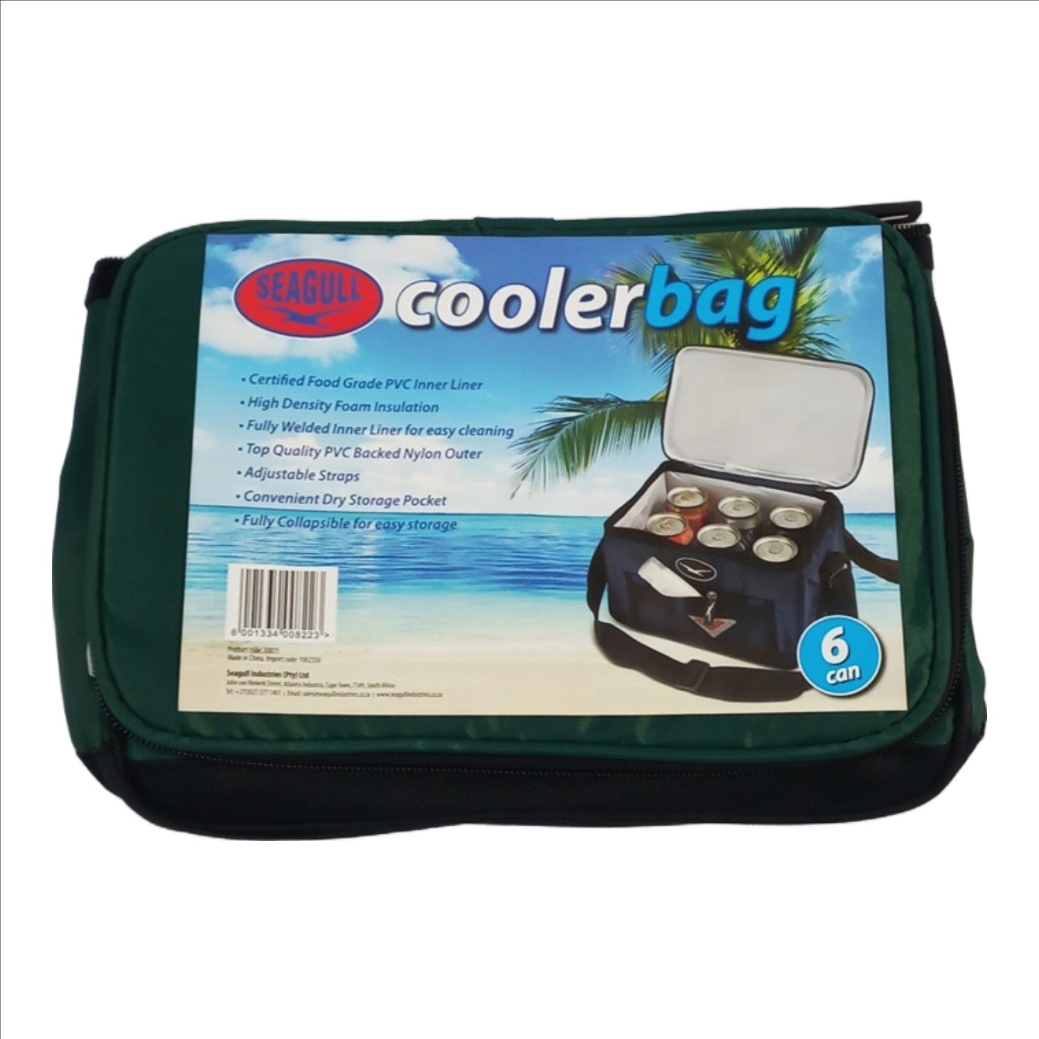 Seagull 6 Pack Nylon Coolbag Assorted Colours