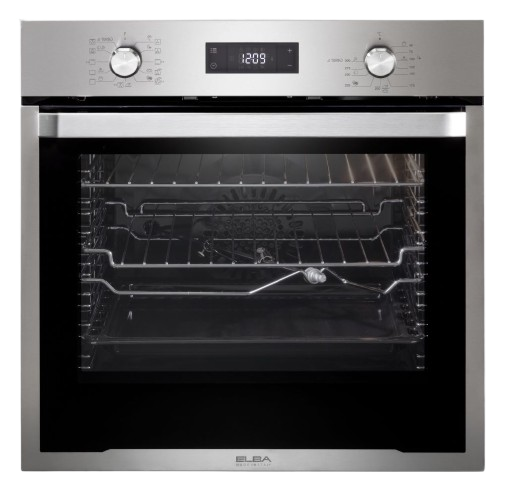 Elba Elio 60Cm Multi Function Electric Baker Oven Stainless Steel With Black Glass Finish