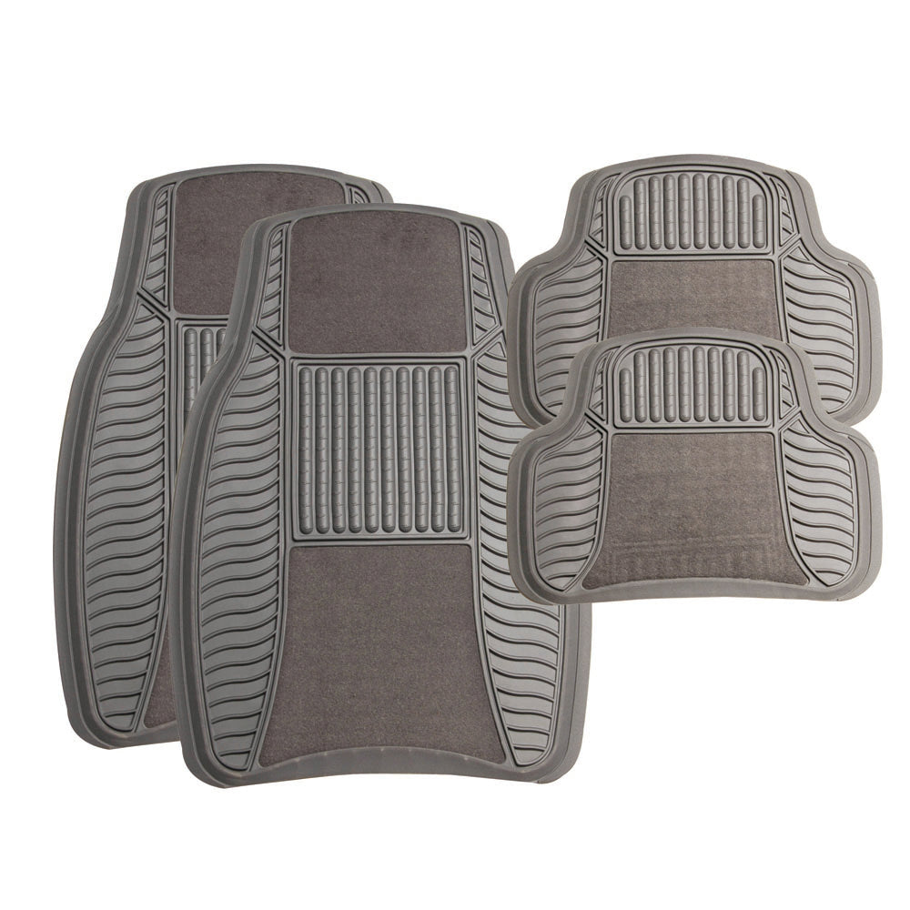 Car Mat 4 Pc Set Rubber/Velour
