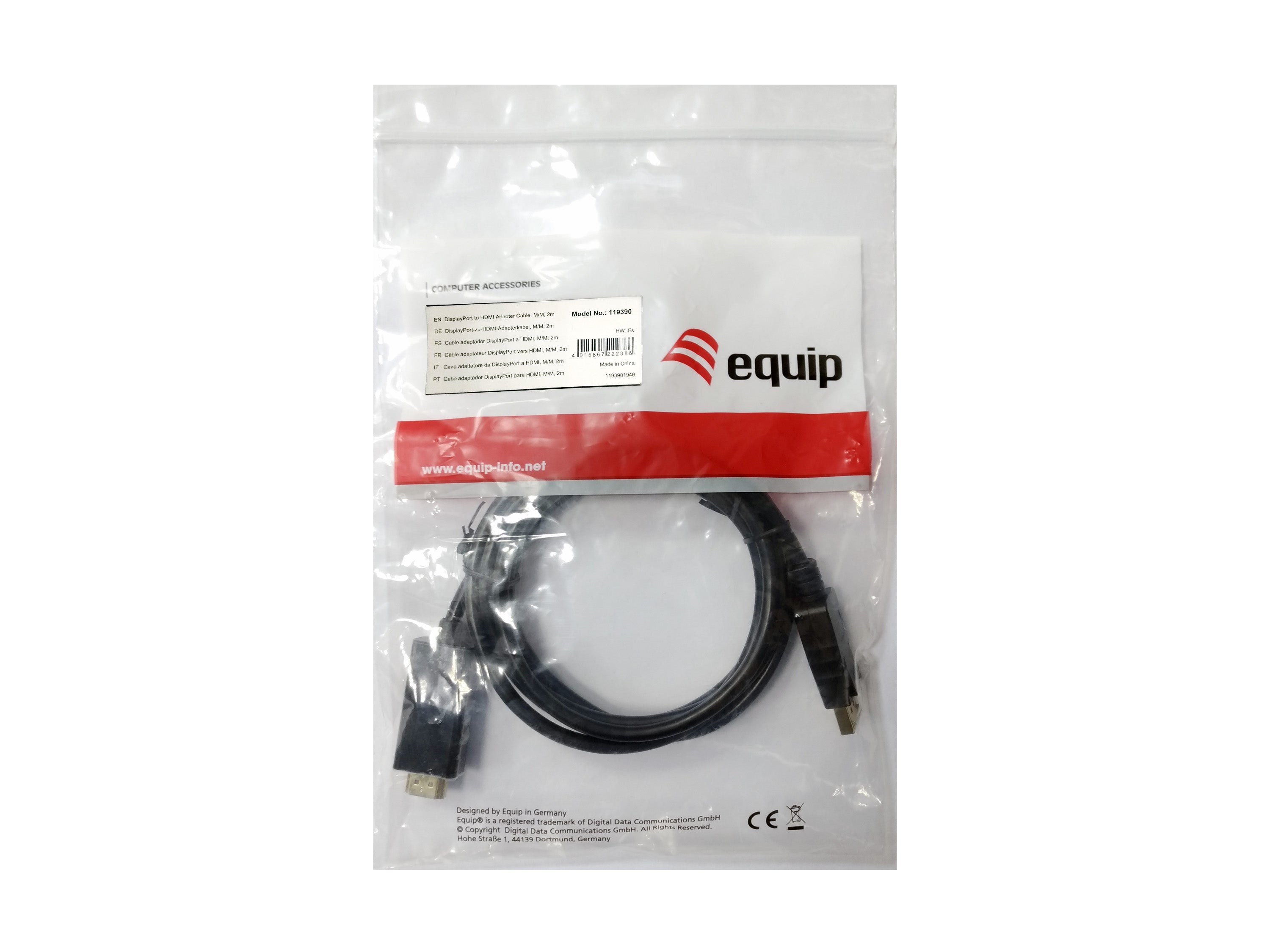 Equip DisplayPort to HDMI Cable 2M for Video Connection