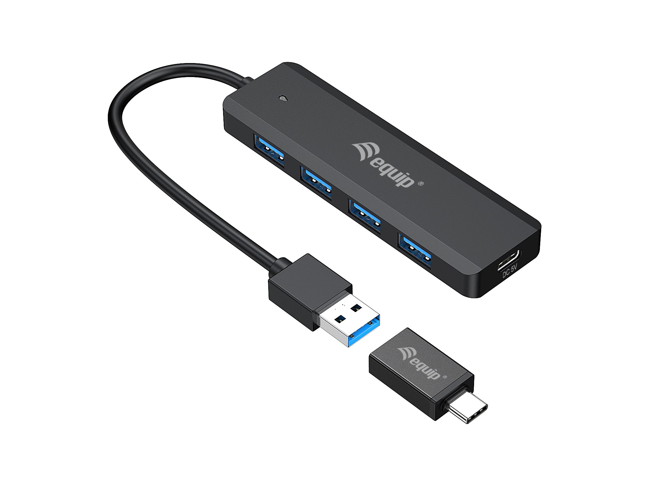 Equip 4-Port USB-C 3.2 Gen 1 Hub with USB-A Adapter