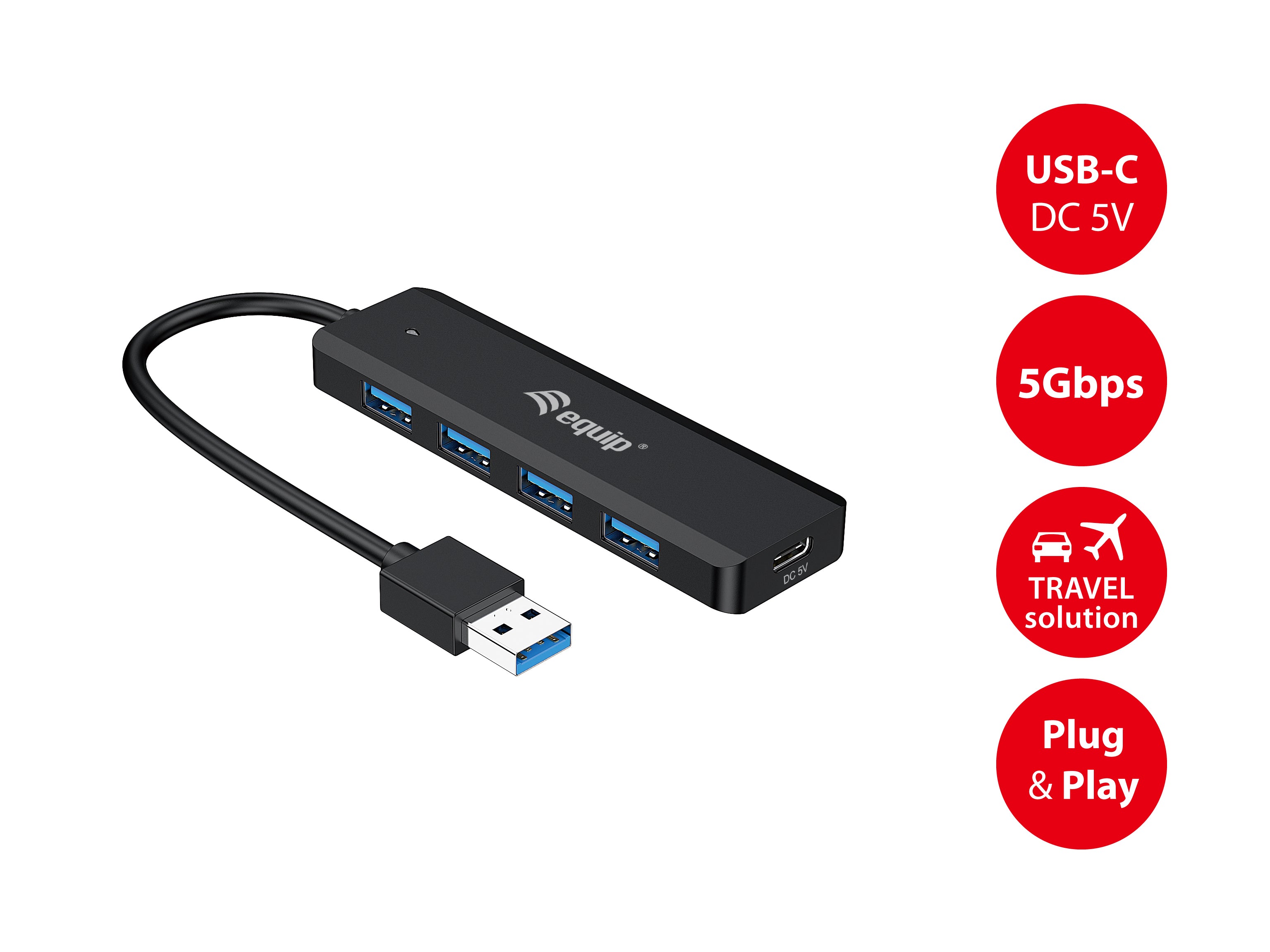 Equip 4-Port USB-C 3.2 Gen 1 Hub with USB-A Adapter