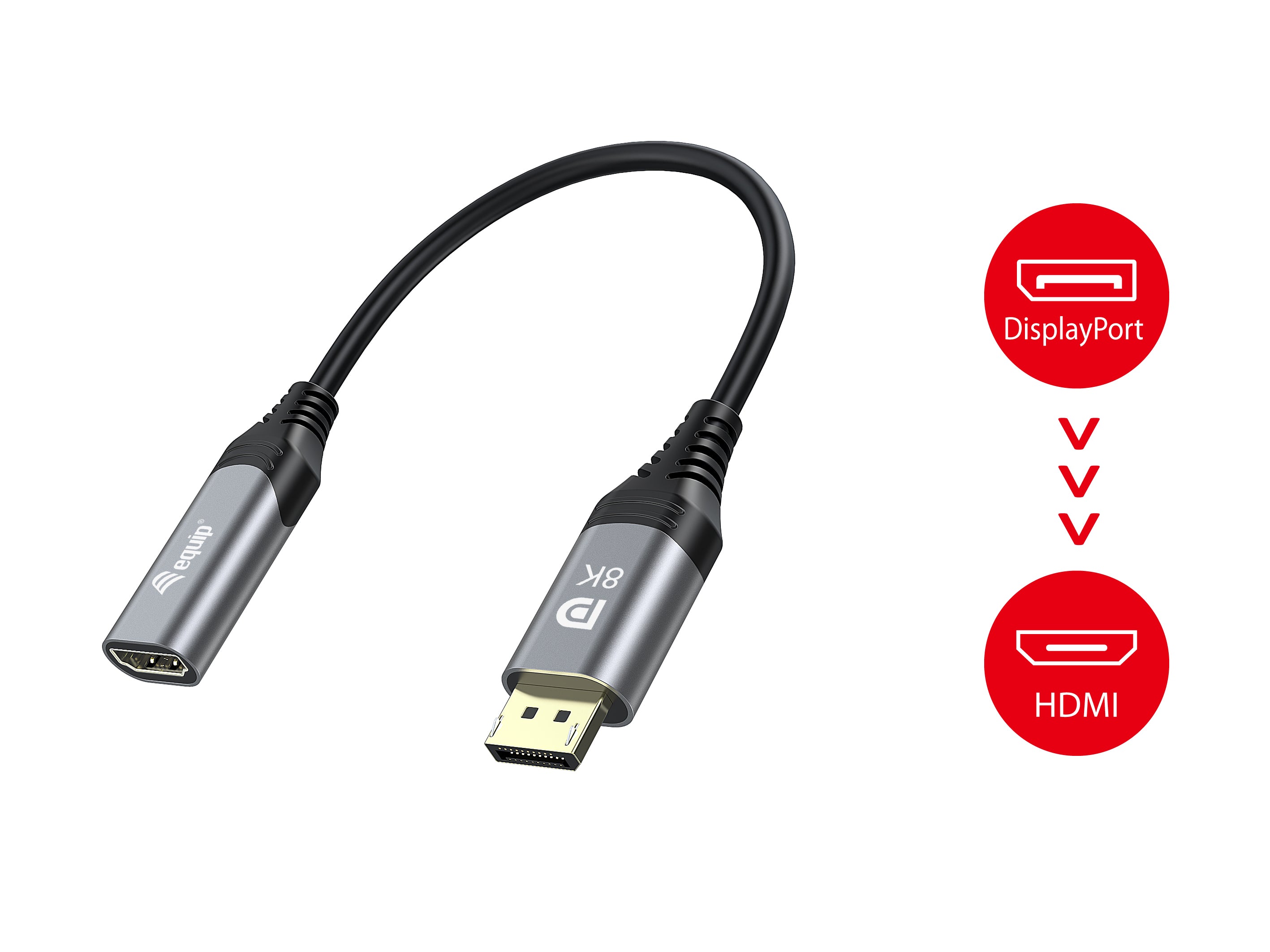 Equip DisplayPort to HDMI Adapter 8K 60Hz for TV and Monitor