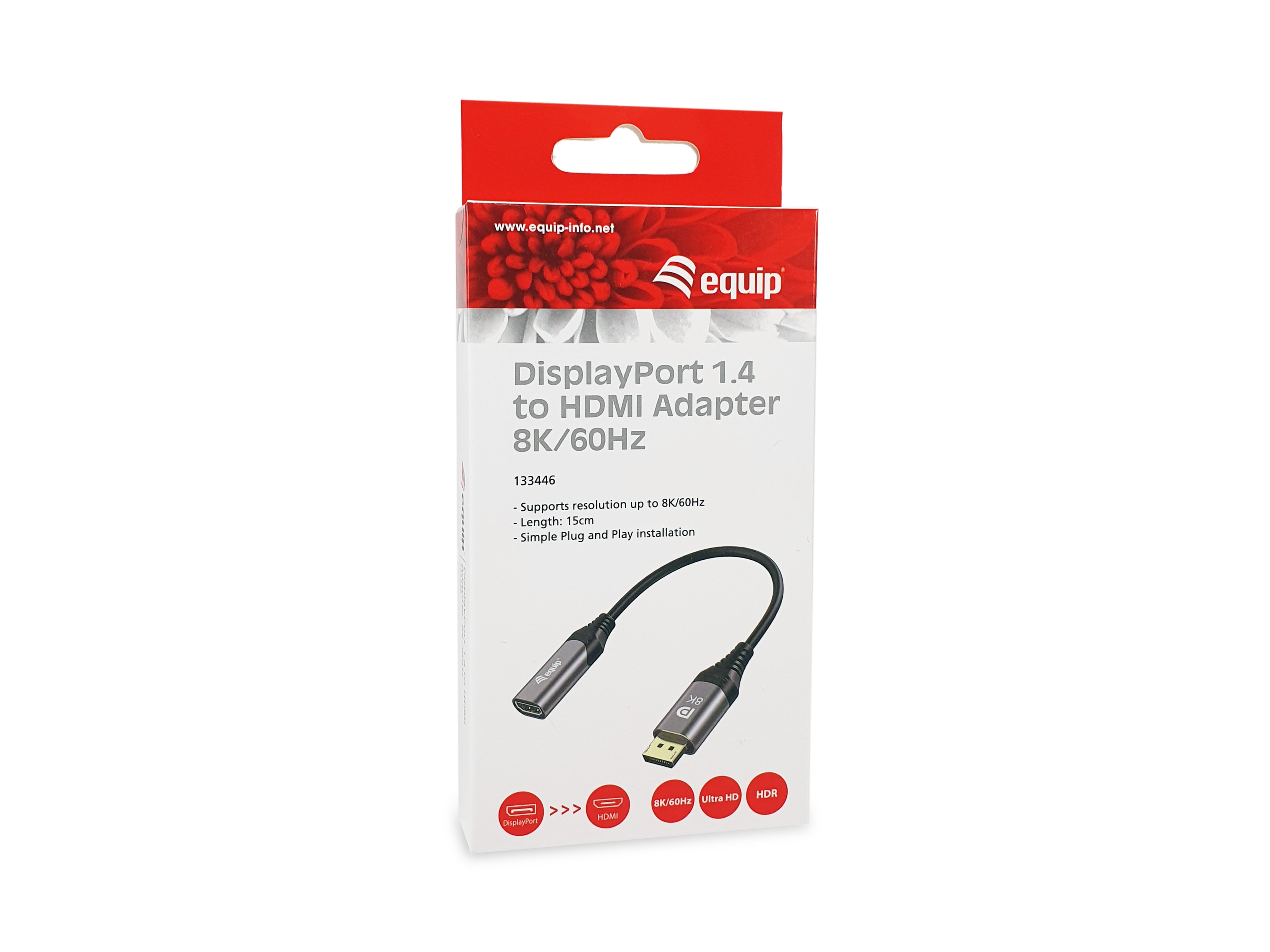 Equip DisplayPort to HDMI Adapter 8K 60Hz for TV and Monitor