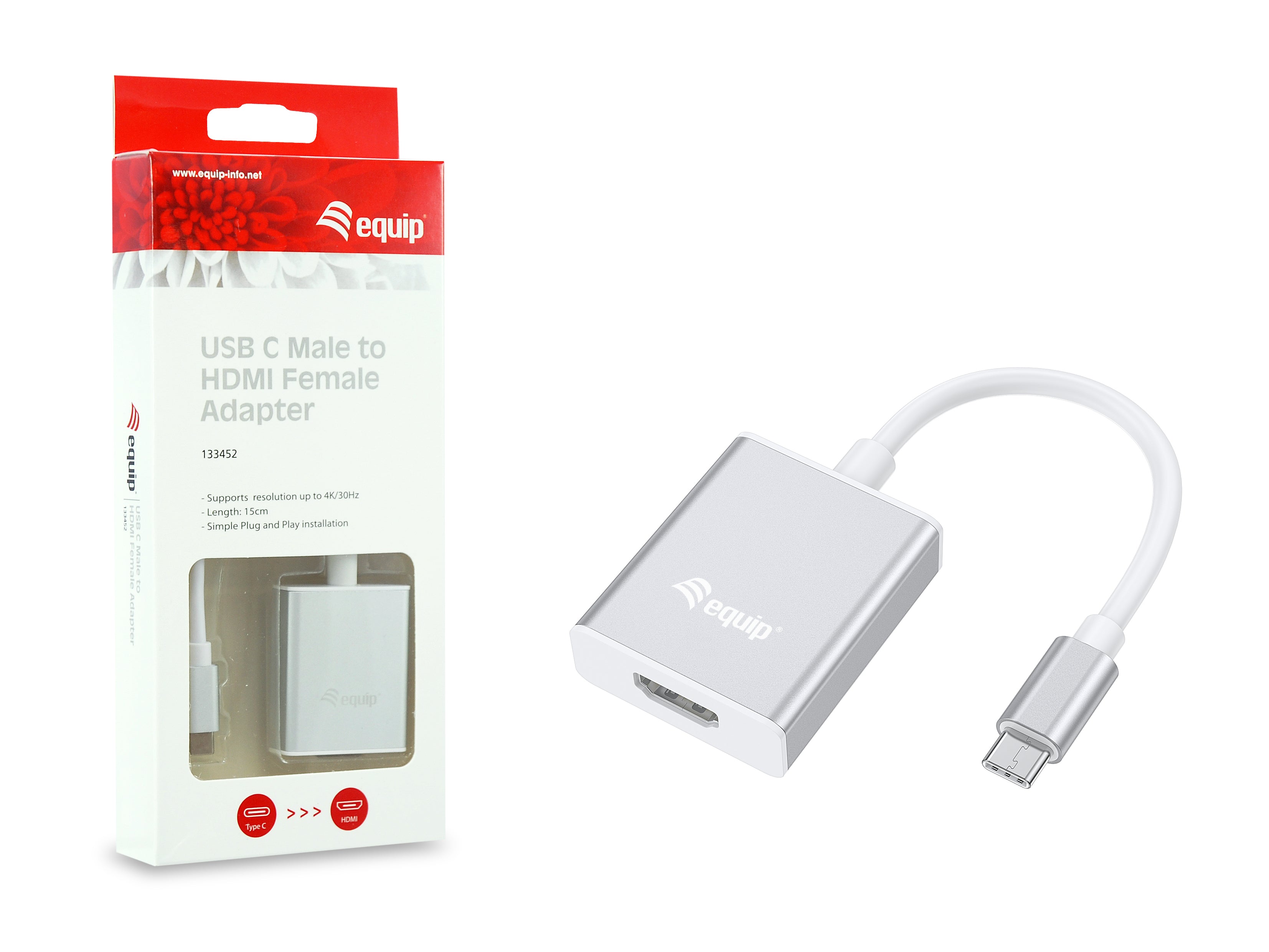 Equip Adapt USB Type C to HDMI Adapter 4K 30Hz 15CM