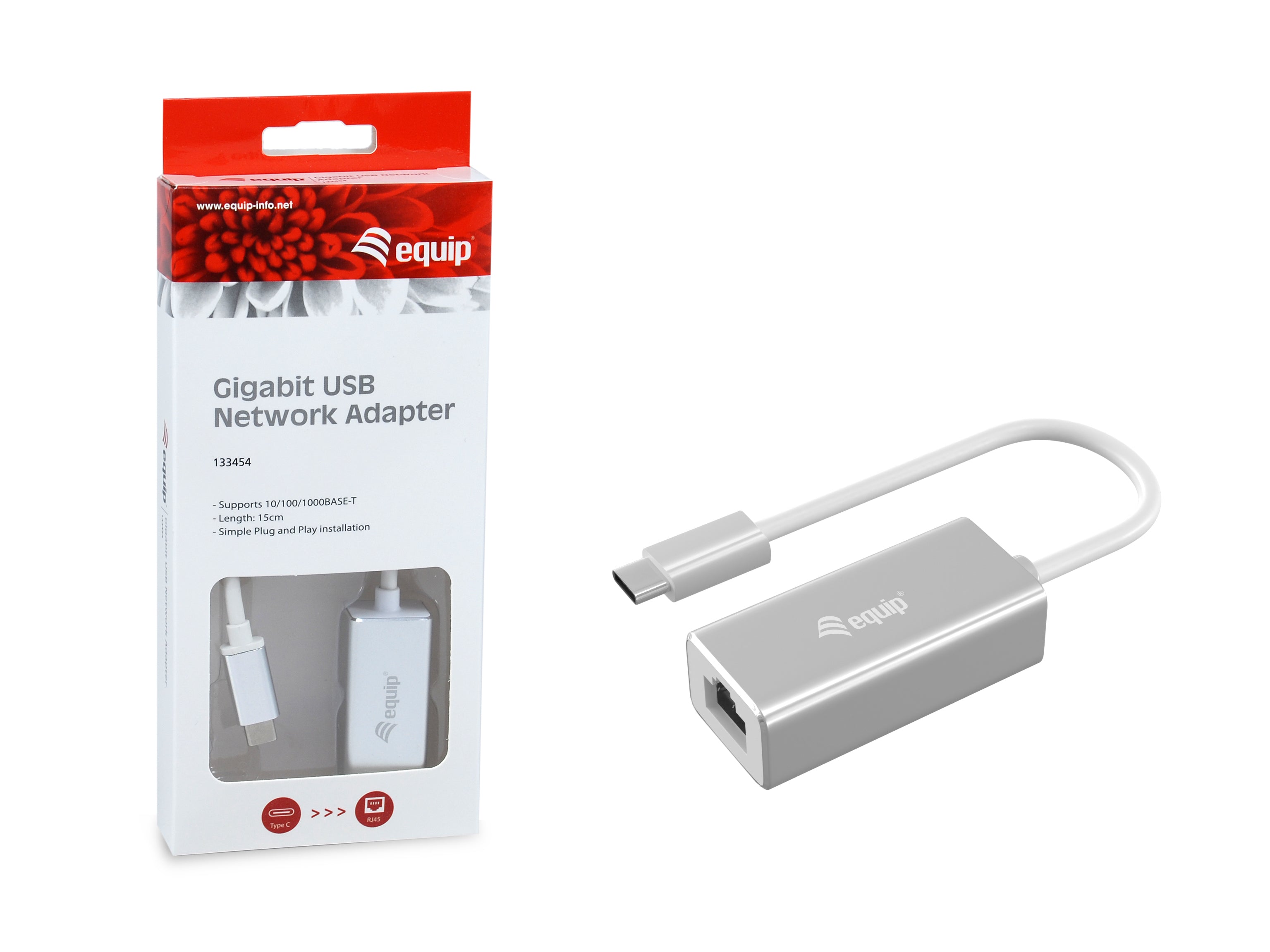 Equip USB-C to RJ45 Gigabit Ethernet Adapter 15CM Cable