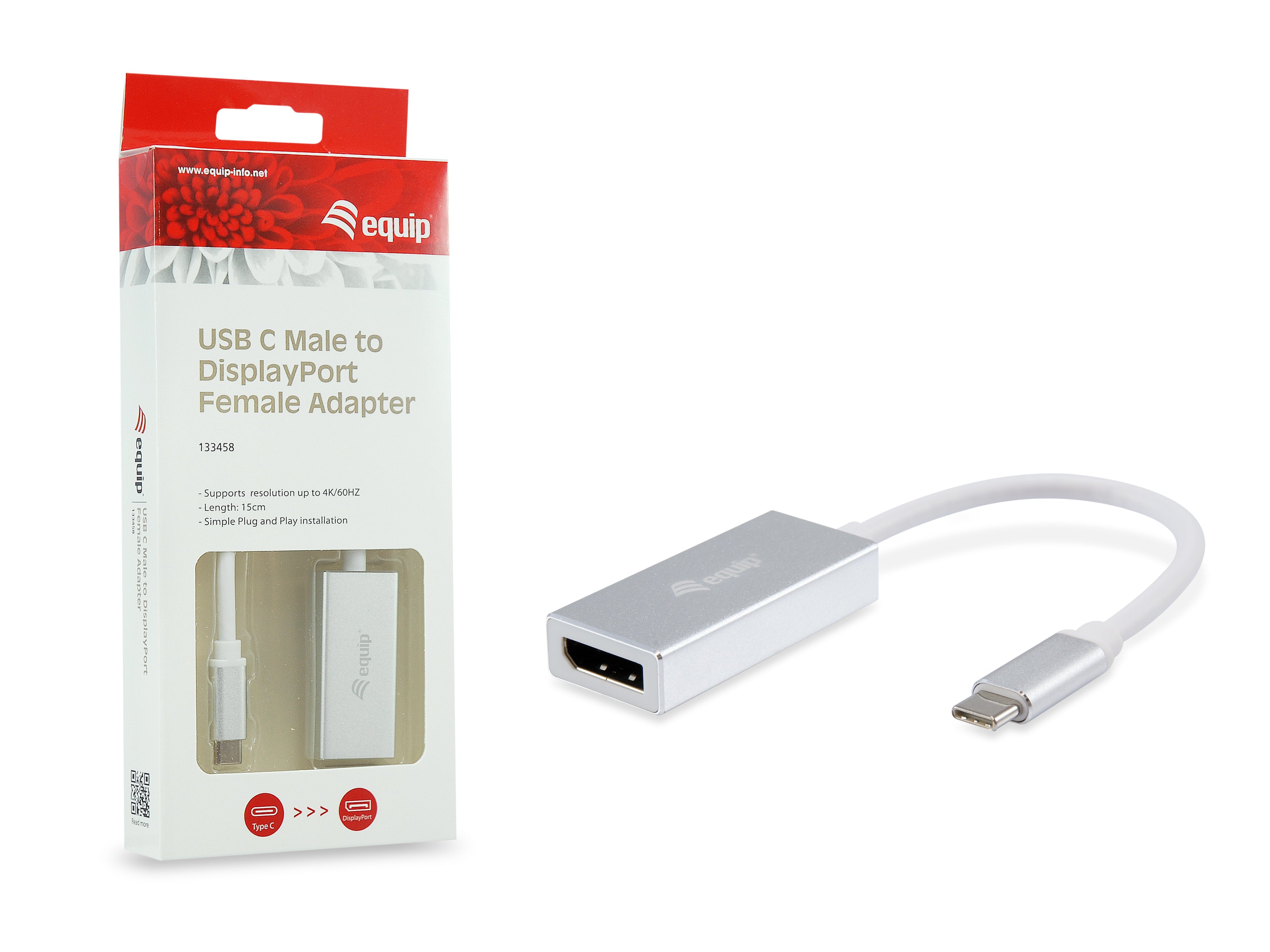 Equip USB-C to DisplayPort Adapter 4K 60Hz 15CM Cable