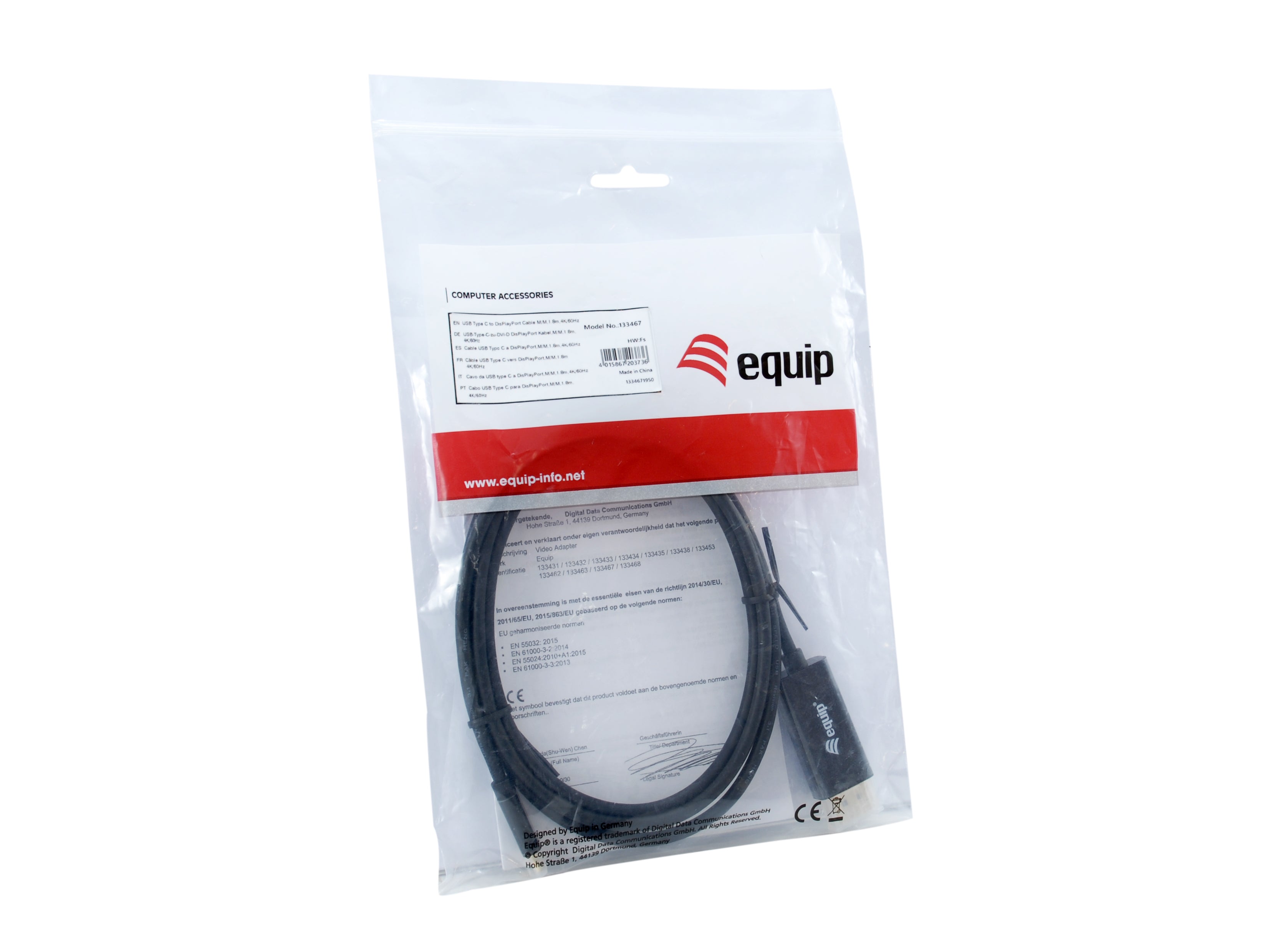 Equip USB-C to DisplayPort Cable 1.8m 4K 50/60Hz
