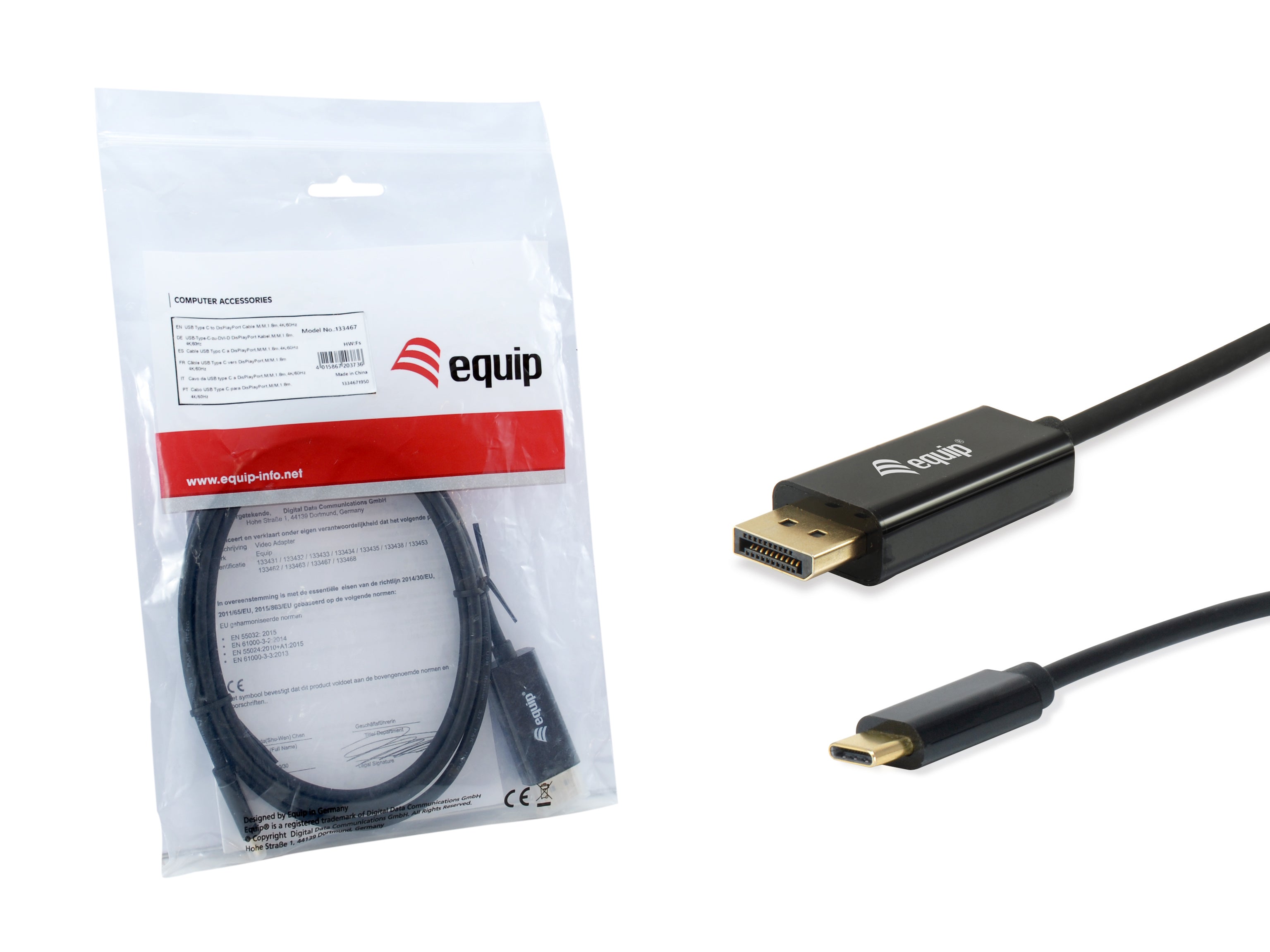 Equip USB-C to DisplayPort Cable 1.8m 4K 50/60Hz