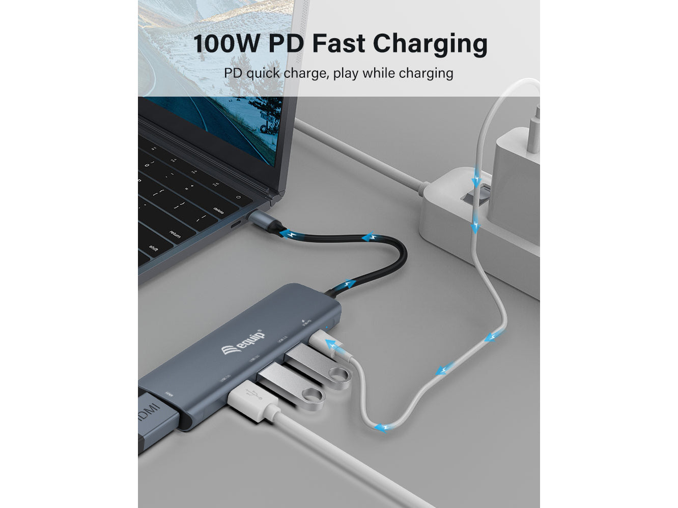 Equip 5-in-1 HDMI USB-C Adapter 4K 30Hz 100W PD USB 3.2 Gen 1