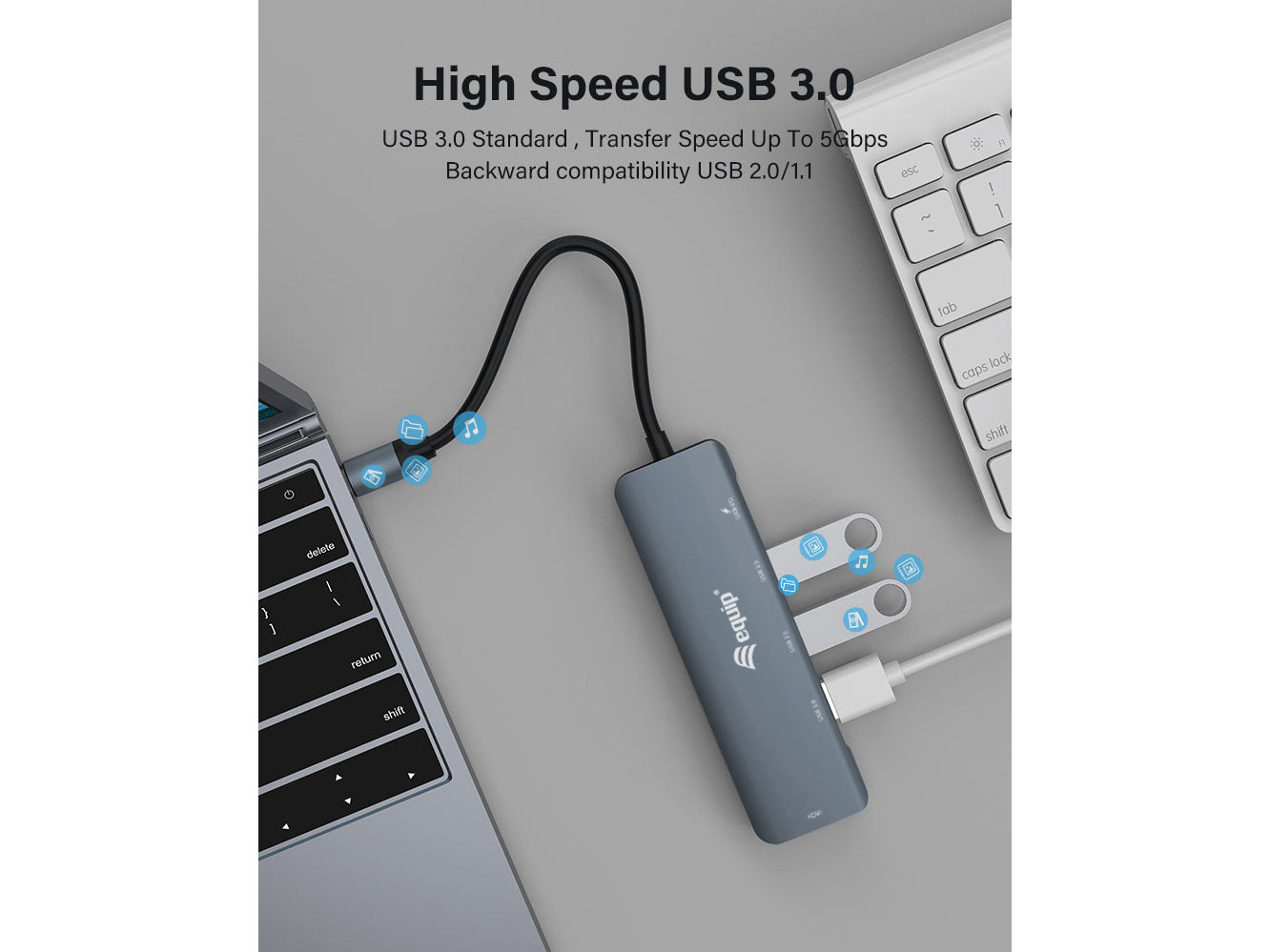 Equip 5-in-1 HDMI USB-C Adapter 4K 30Hz 100W PD USB 3.2 Gen 1
