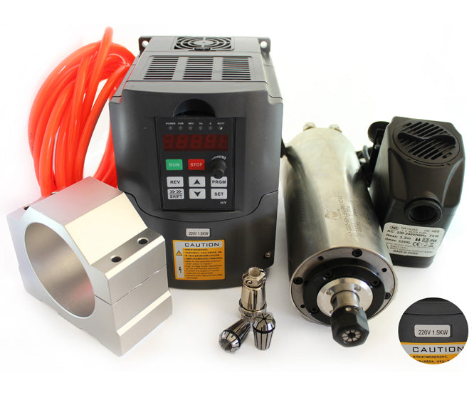 1.5 Kw Water Cooled Spindle Kit W/Er16 Collet Set 1.5 Kw 0 24.000 Rpm