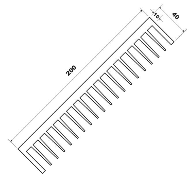 Heatsink 200 Wide Comb 34670 Mill, 40mm Long 38555 6063 T6 *Dbk 40 Mill* - Livestainable.co.za