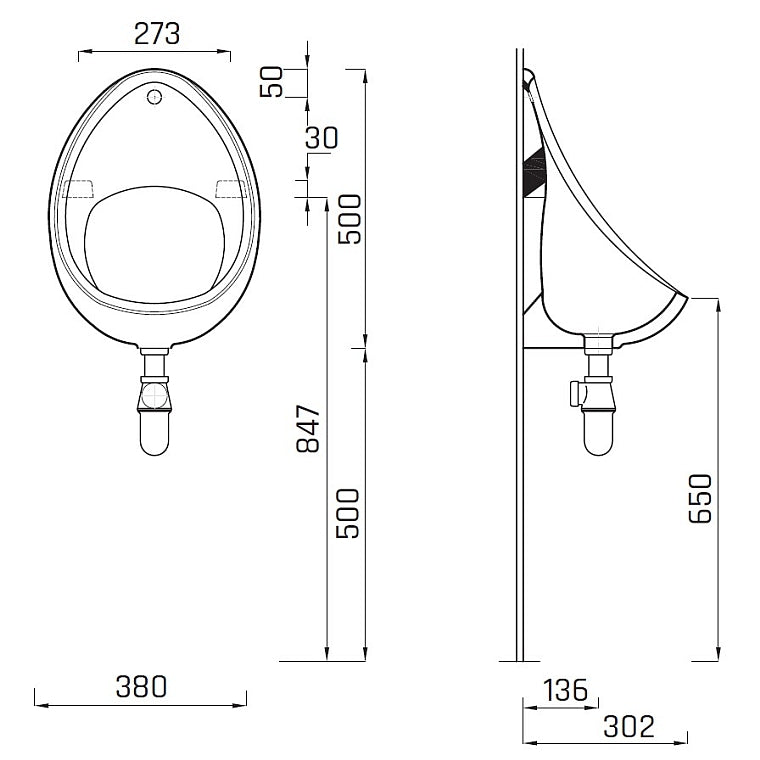 Lecico Bs50 Urinal (Includes 2 X Brackets, Waste, Be Spreader)