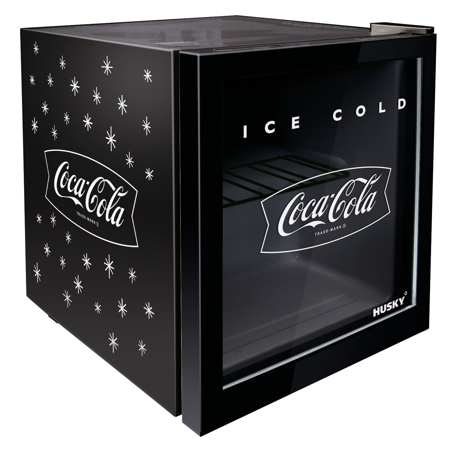 HUSKY - 46L COUNTER-TOP BEVERAGE COOLER W/ GLASS DOOR - COCA COLA - BLACK