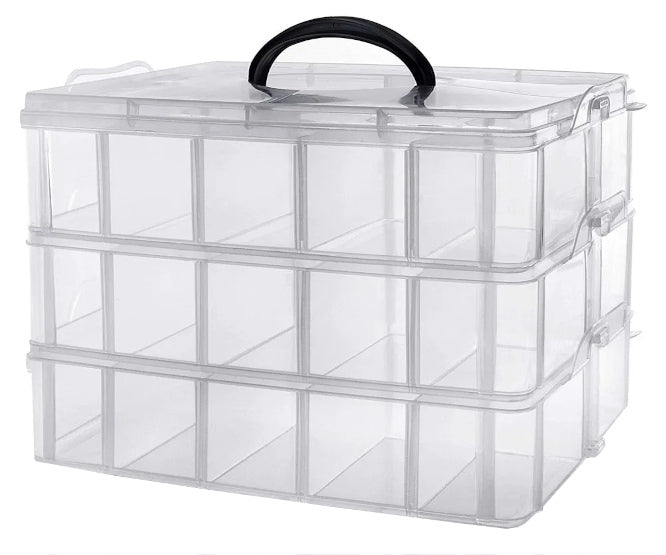 3 Layer Clear White Plastic Storage Bin 15x15x12.5mm 220638