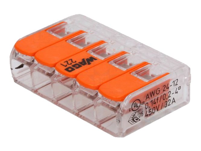 Terminal Block Pcb 5 W Spring Cage 450 V 32 A 221 415