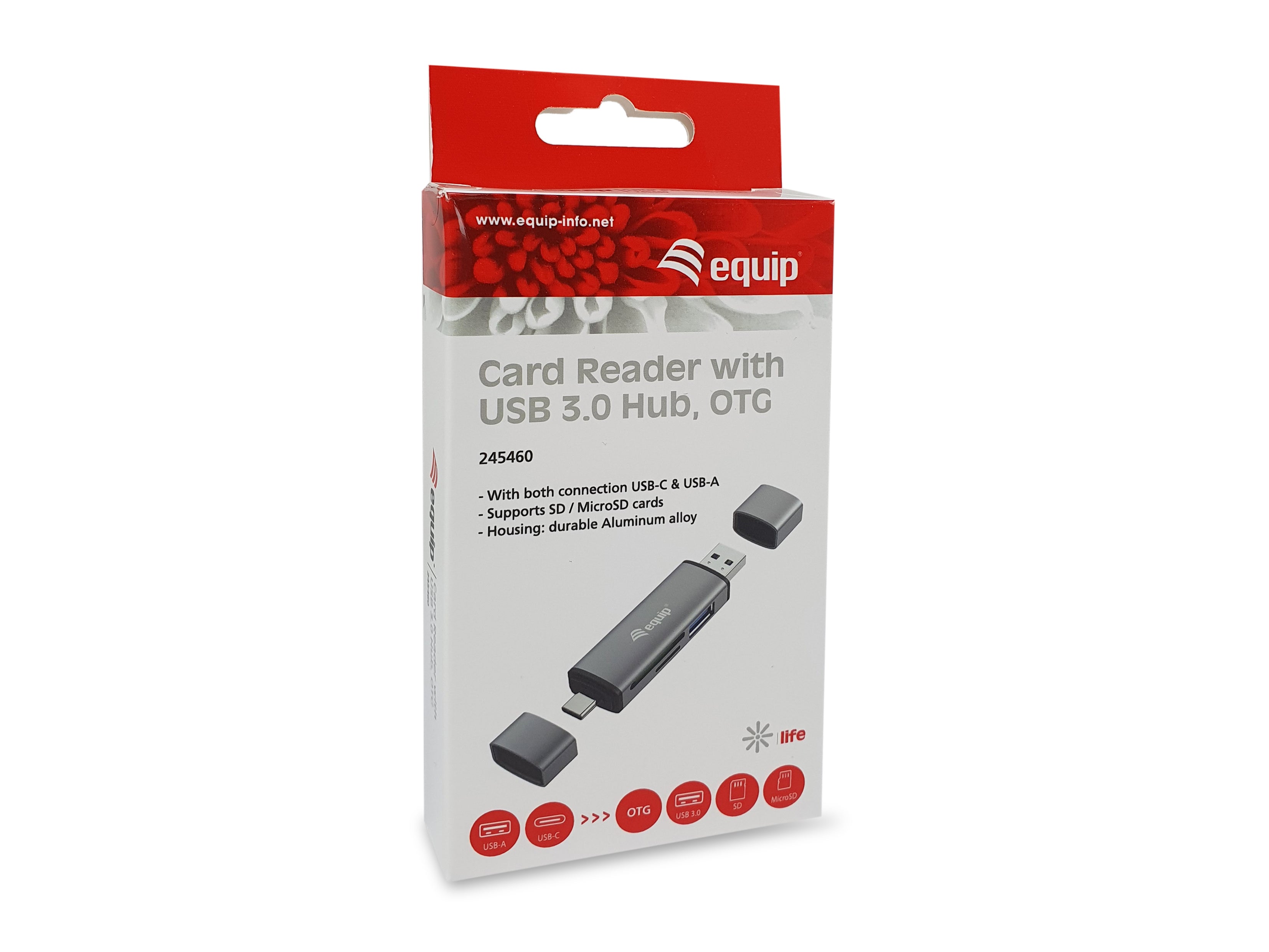 Equip Card Reader with USB 3.0 Hub OTG for Smartphones and Tablets