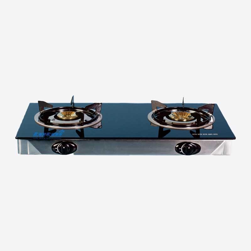 TOTAI 2 BURNER BLACK GLASS TABLETOP GAS STOVE - Livestainable.co.za