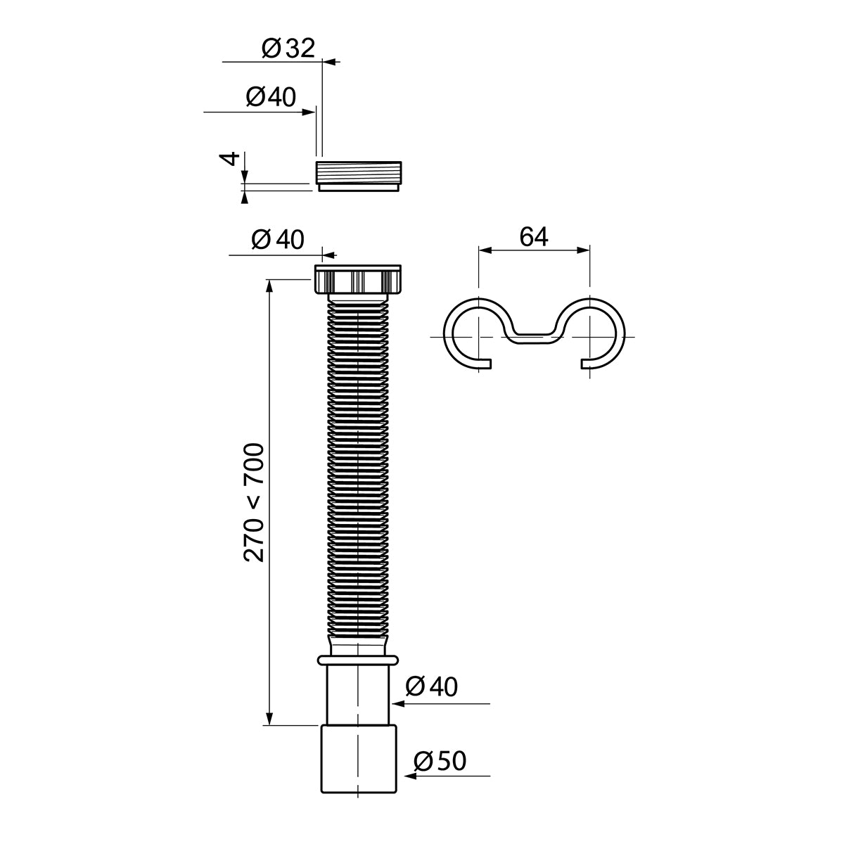 Wirquin Extendable Conn Tube 32/40 Mm Fi X 40/50 Mm