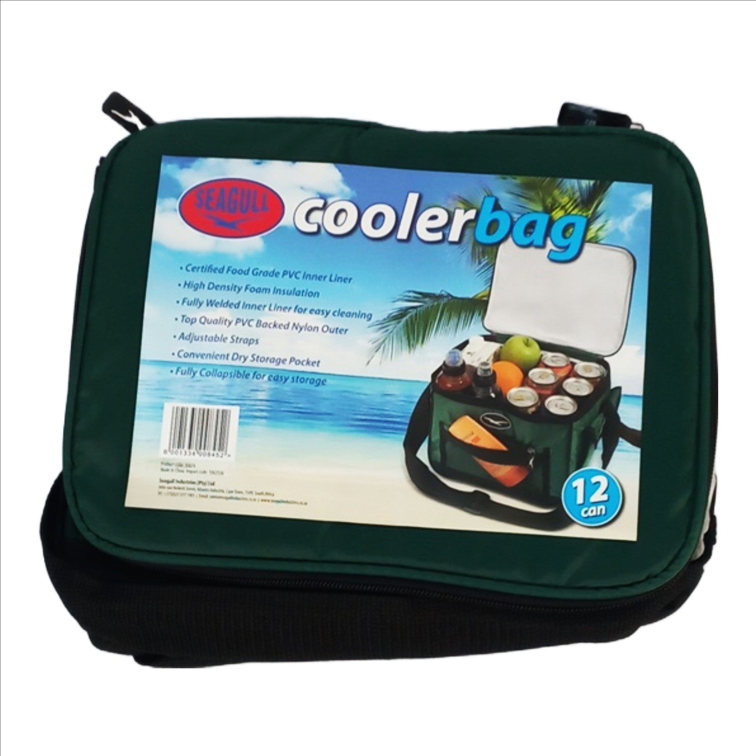 Seagull 12 Can Nylon Coolbag Green