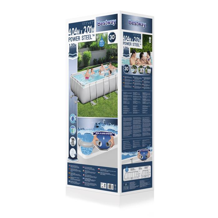 Bestway 4.04m X 2.01m X 1.00m Steel Pro Max Rectangular Frame Pool Set 6478 L