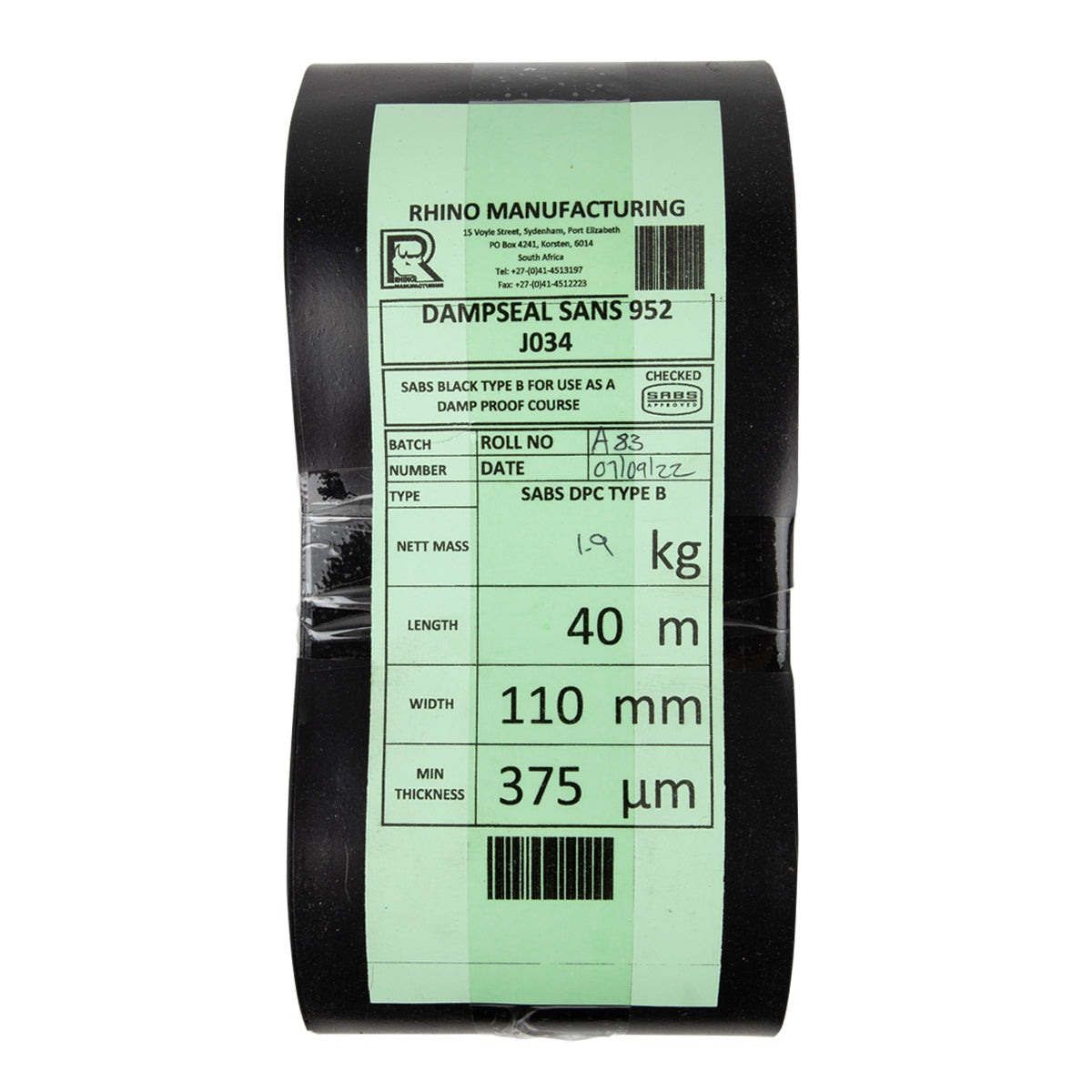 Rhino Damp Course 110 Mm 40 Mx375 Mic