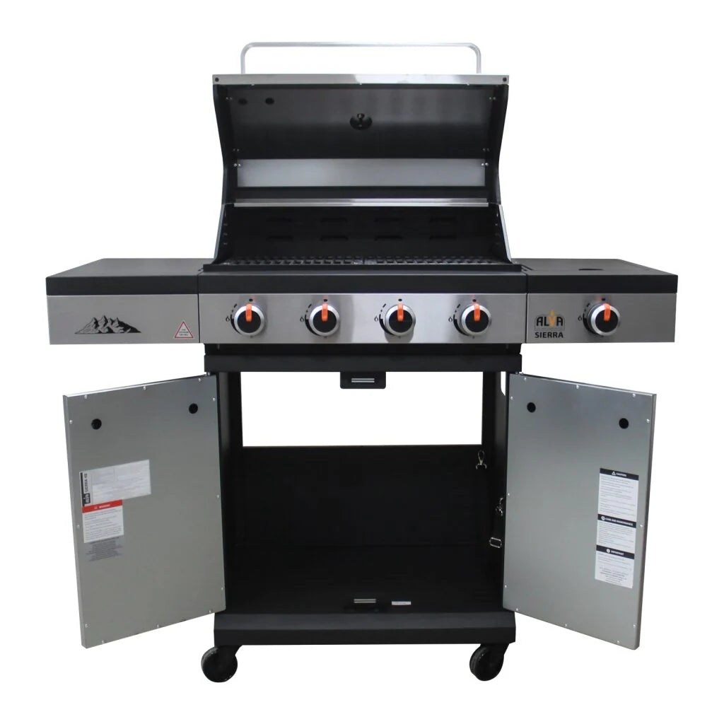 Sierra 4 Burner Bbq With Side Burner – Stainless Steel / Black + Free Tool Set