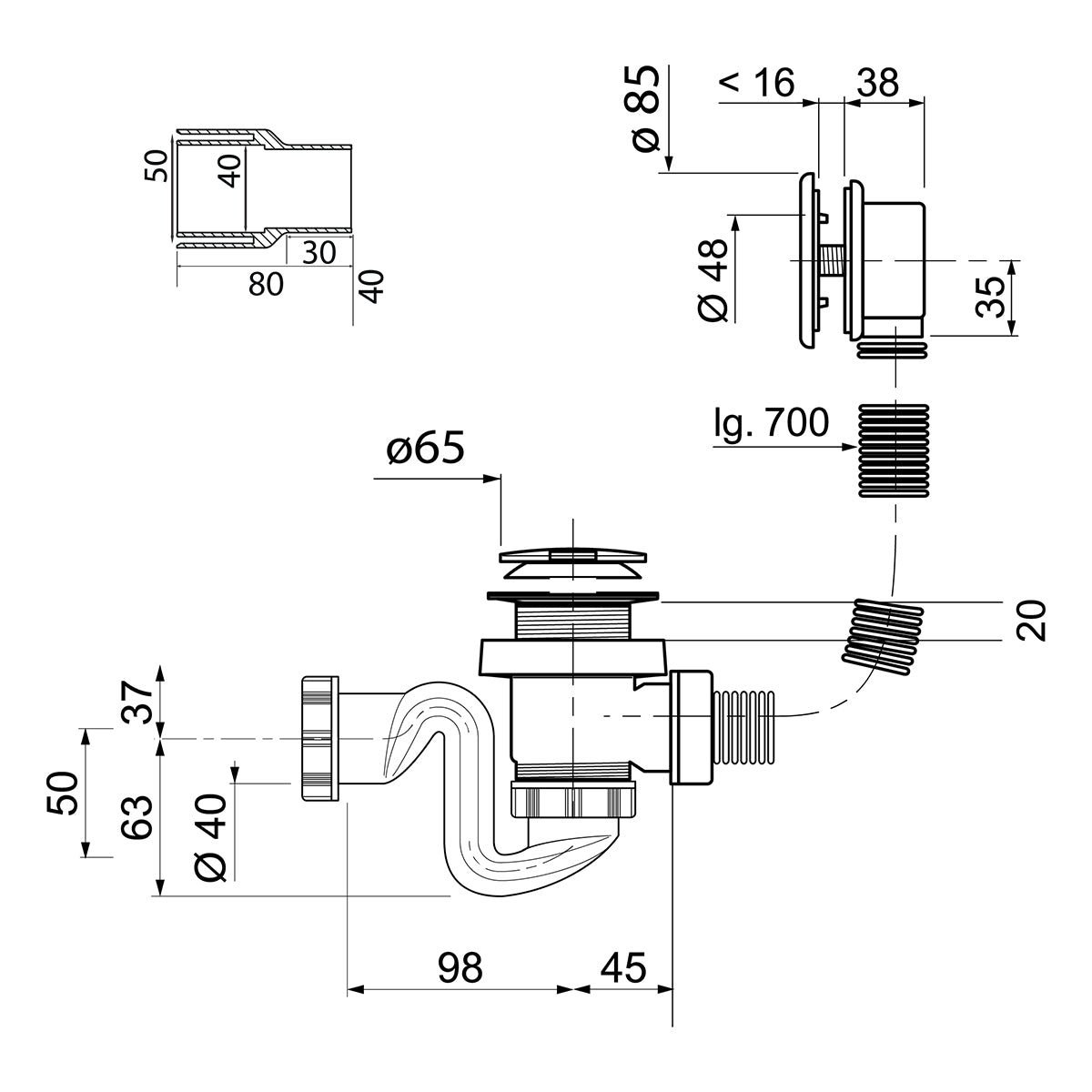 Wirquin Bath Trap Quik Clack + Elton Cp (Blister)