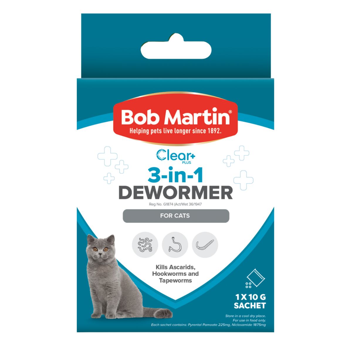 Bob Martin Pet 3 In1 Dewormer Cat 10 G