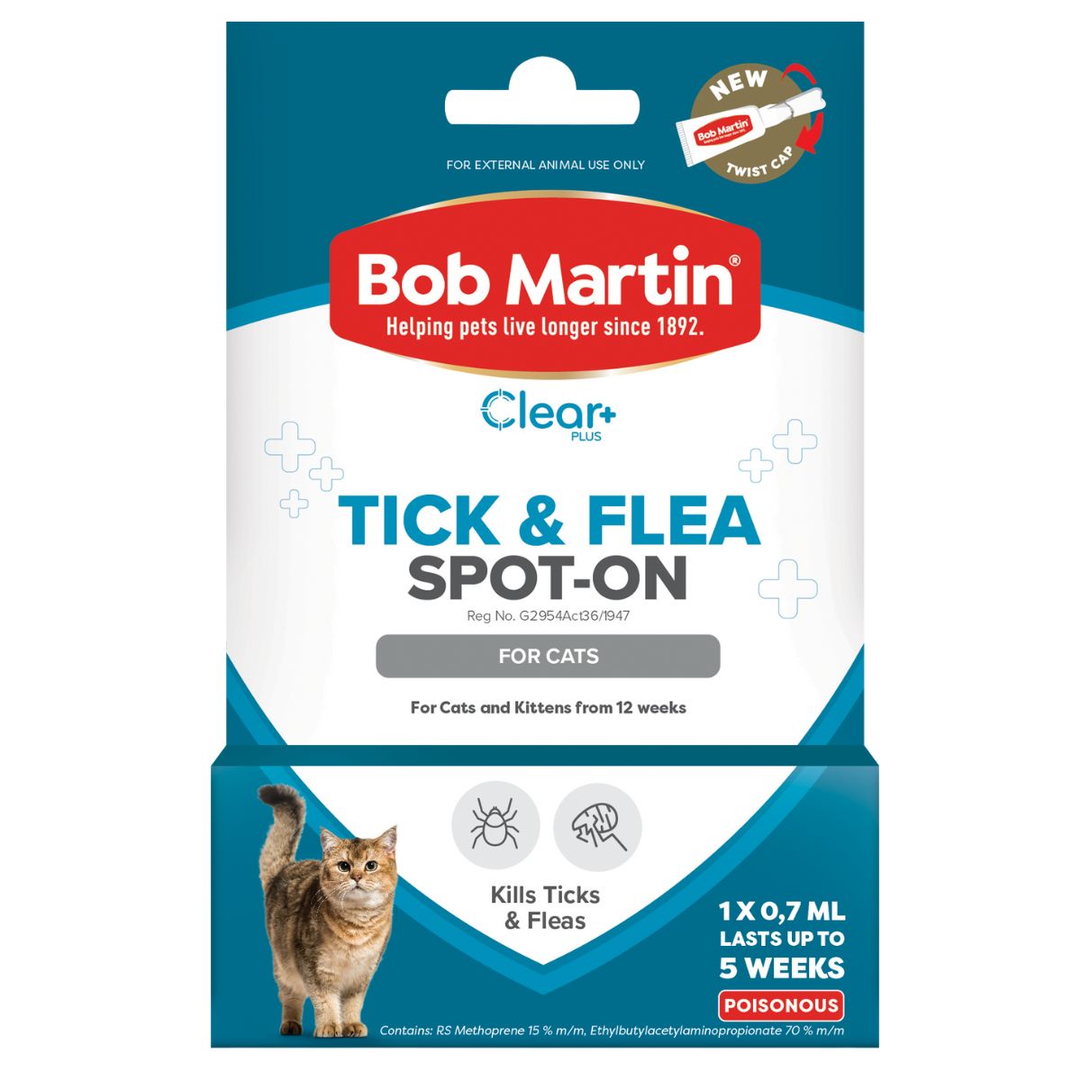 Bob Martin Pet Tick & Flea Cat Spot 0.7 Ml