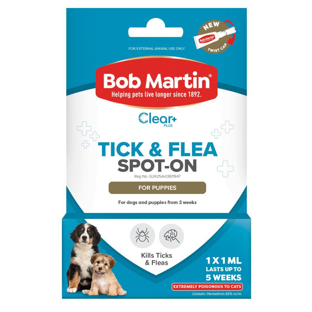 Bob Martin Pet Tick & Flea Dog Spot Puppies 1 Ml