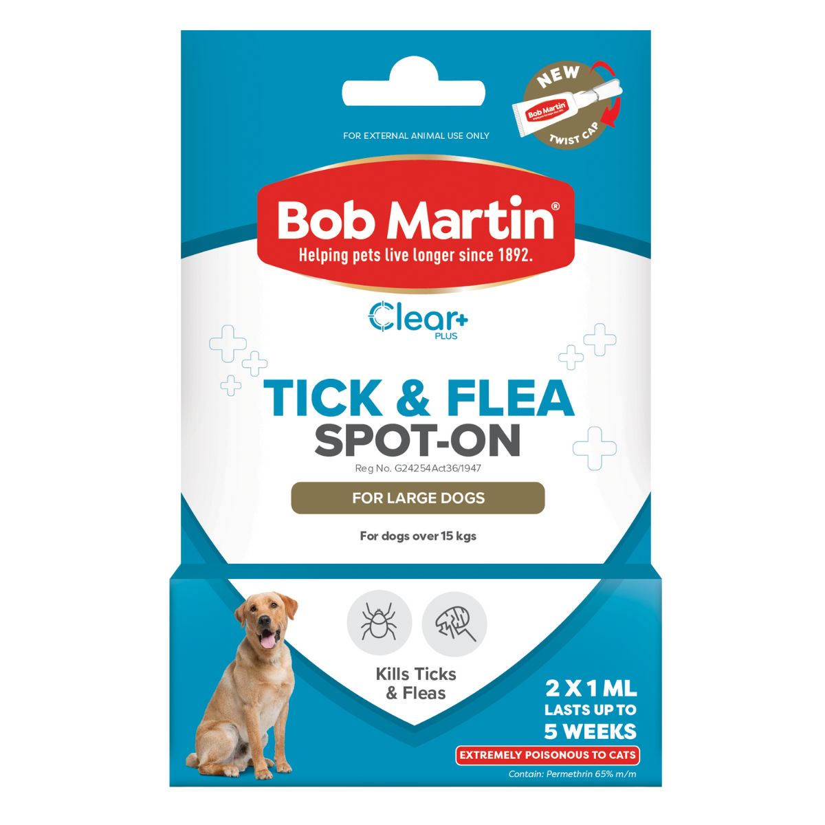 Bob Martin Pet Tick & Flea Dog Spot Large 2 X1 Ml