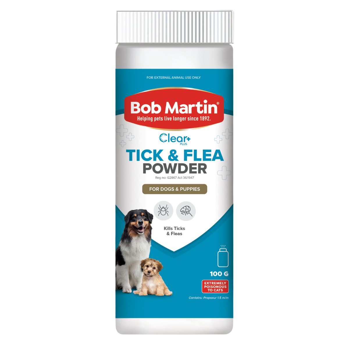 Bob Martin Pet Tick & Flea Dog Powder 100 G