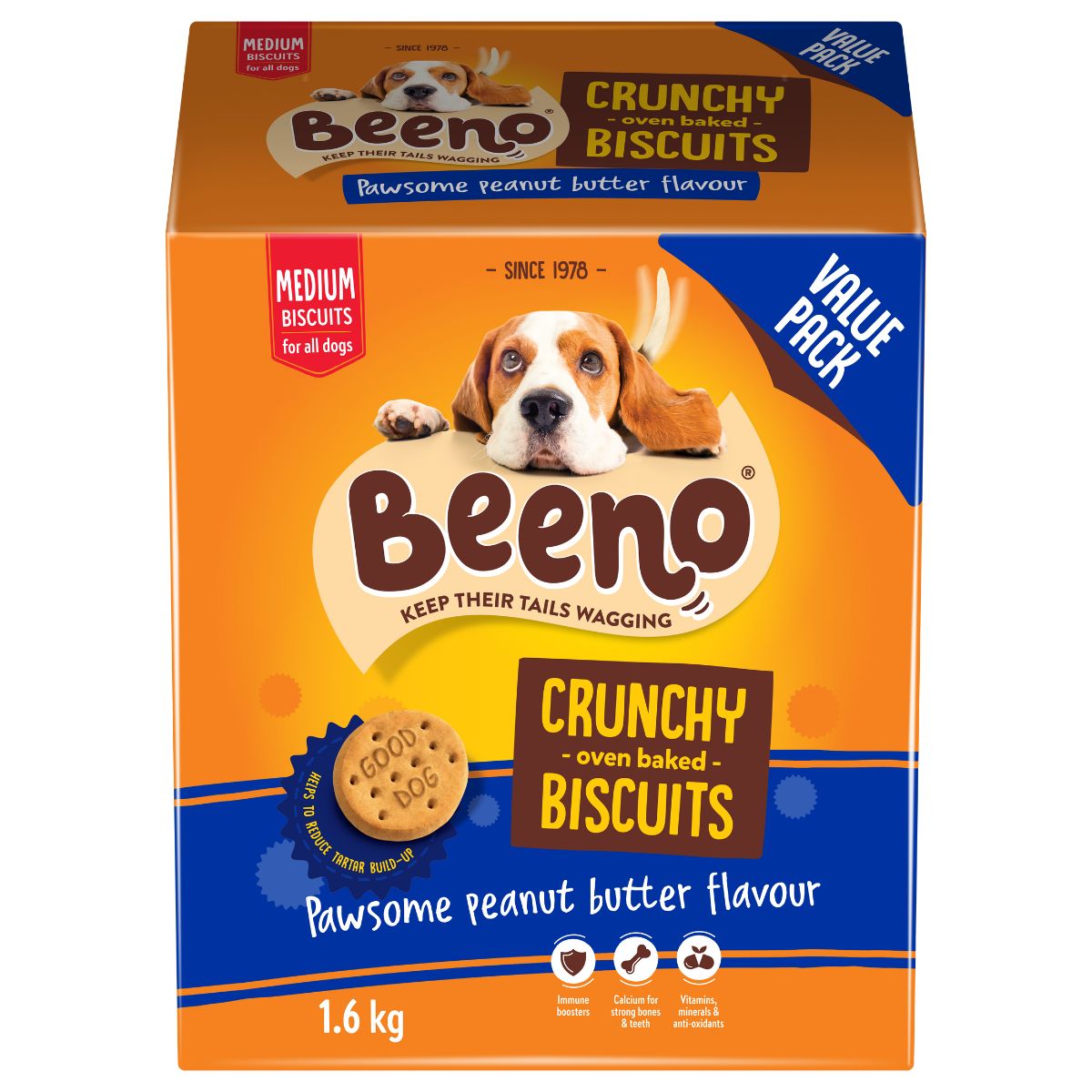 Beeno Dog Biscuits Value Pack Peanut Butter M 1.6 K
