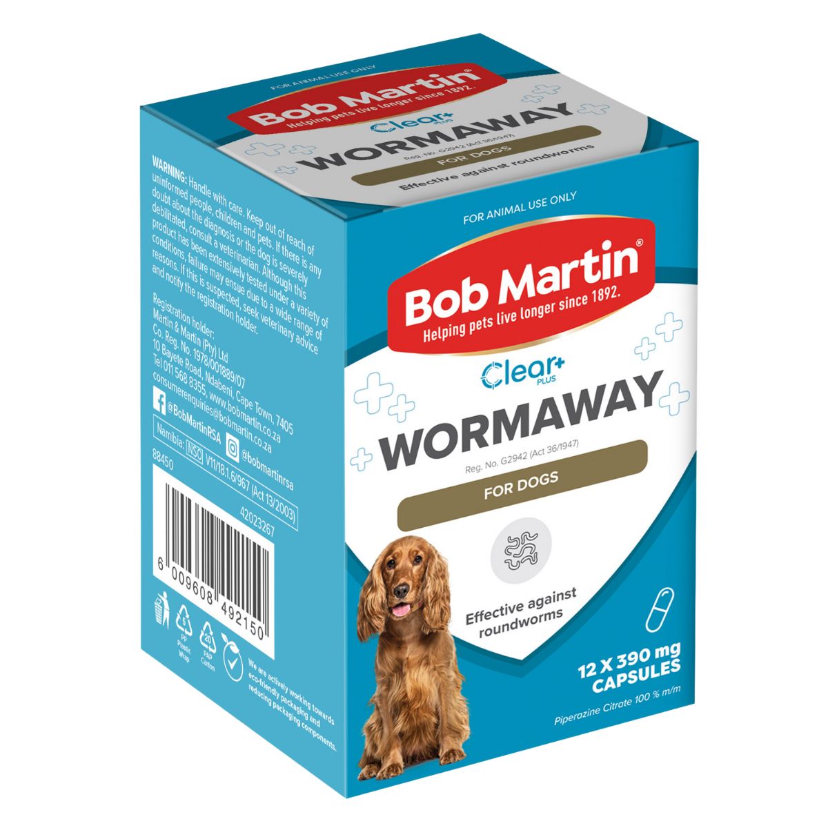 Bob Martin Pet Wormaway Deworming Capsules Dog 12 S