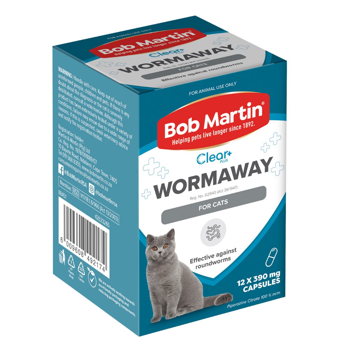 Bob Martin Pet Wormaway Deworming Capsules Cat 12 S