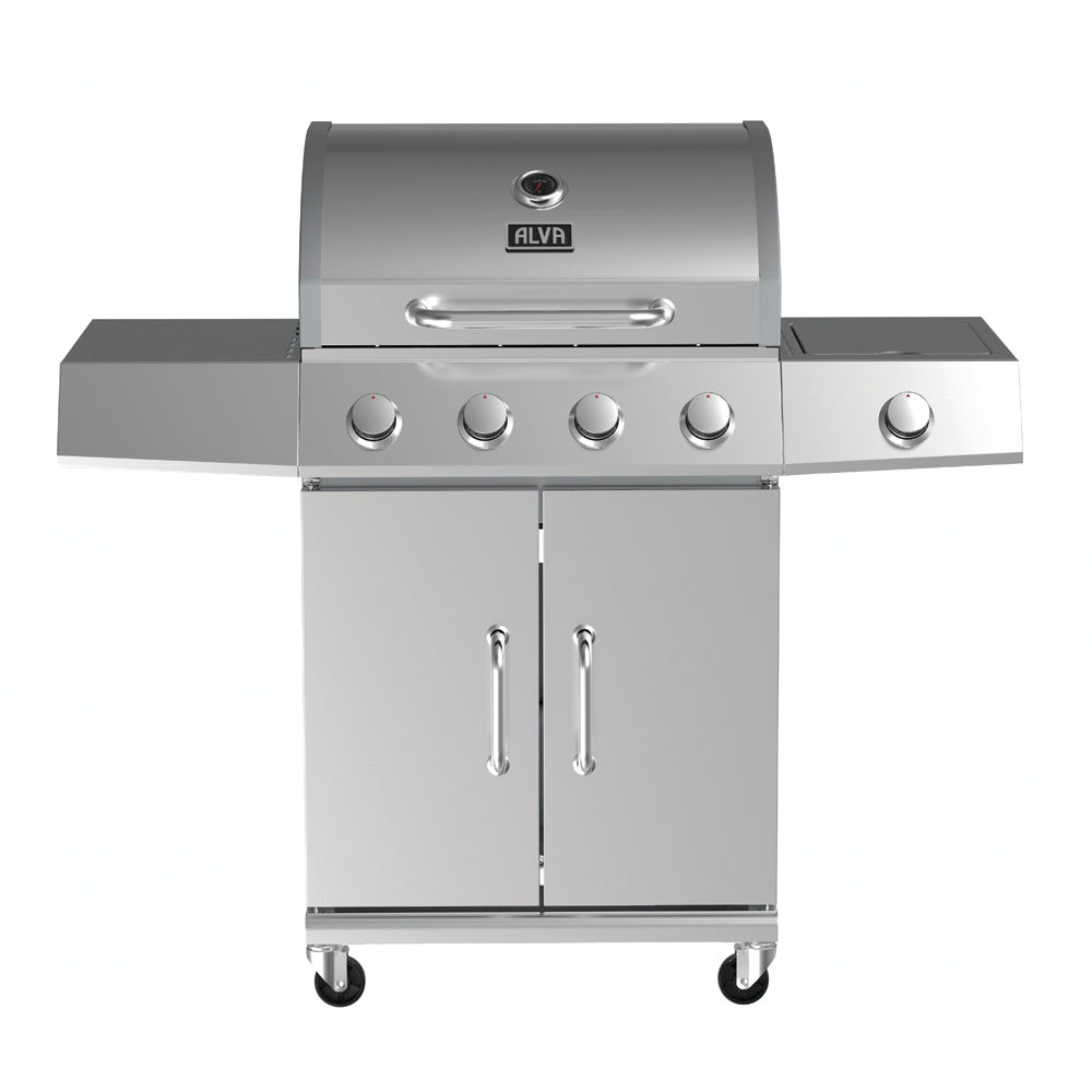 ALVA - KALAHARI 4-BURNER STAINLESS STEEL GAS BBQ WITH SIDE BURNER
