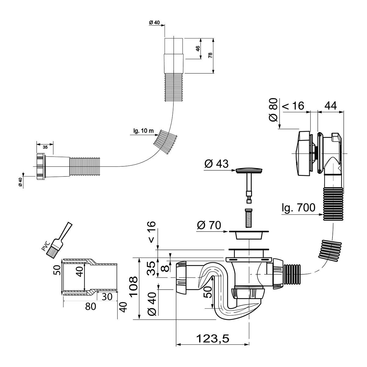 Wirquin Bath Trap Skirted Solution (Blister)